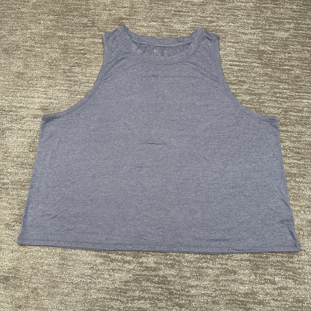 Athleta Tank Top Womens 2X Blue Sleeveless Crop Relaxed Athletic Workout